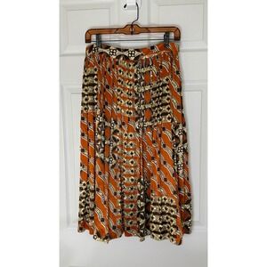 ABS by Allen Schwartz Skirt Women 4 Orange Geometric Sequin Pleated Midi